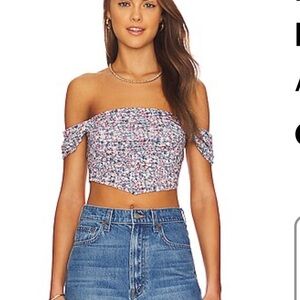 NWT! AFRM lazo crop top in summer multi daisy - LARGE
